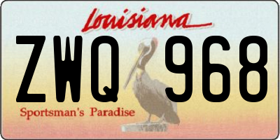LA license plate ZWQ968