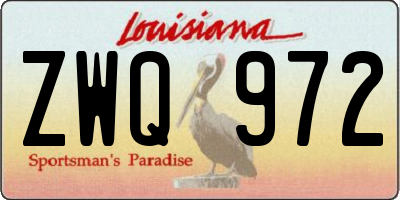 LA license plate ZWQ972