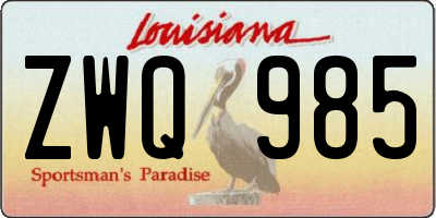 LA license plate ZWQ985