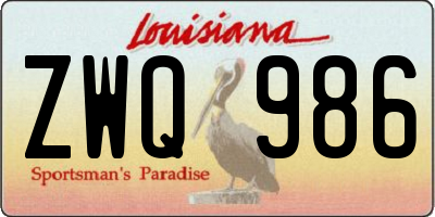 LA license plate ZWQ986