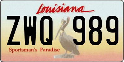 LA license plate ZWQ989