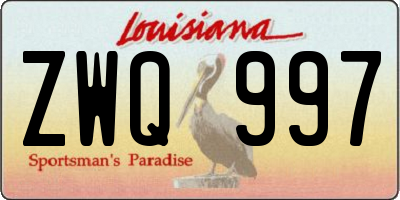 LA license plate ZWQ997