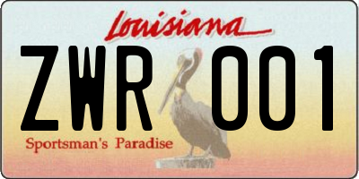 LA license plate ZWR001