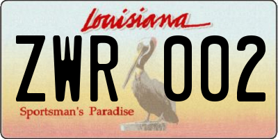 LA license plate ZWR002
