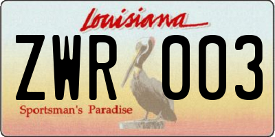 LA license plate ZWR003