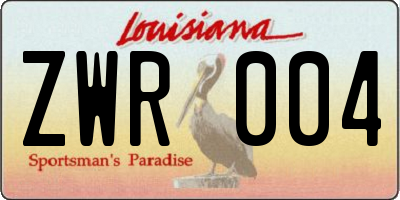 LA license plate ZWR004