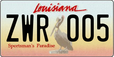 LA license plate ZWR005