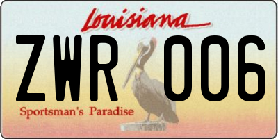 LA license plate ZWR006