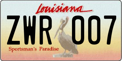 LA license plate ZWR007