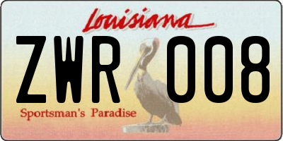 LA license plate ZWR008