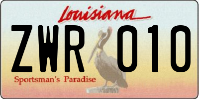 LA license plate ZWR010