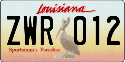 LA license plate ZWR012