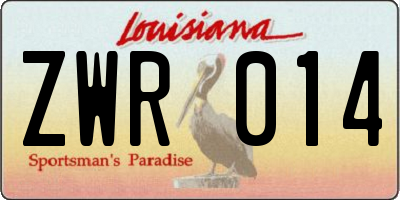 LA license plate ZWR014