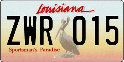 LA license plate ZWR015