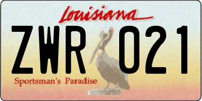 LA license plate ZWR021