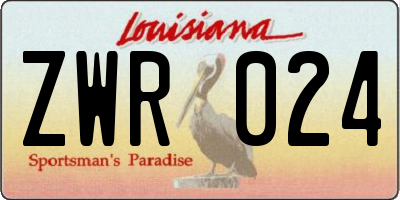LA license plate ZWR024