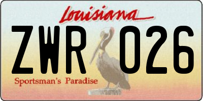 LA license plate ZWR026