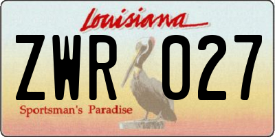 LA license plate ZWR027