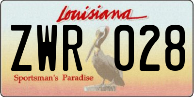 LA license plate ZWR028