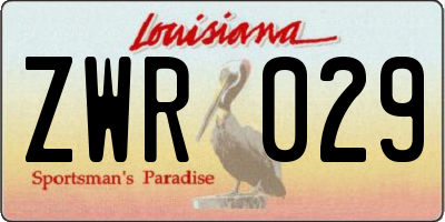 LA license plate ZWR029