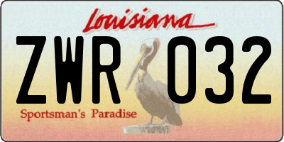 LA license plate ZWR032