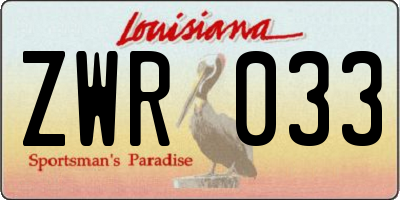 LA license plate ZWR033