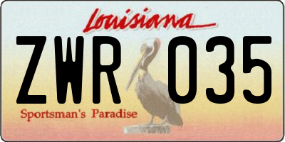 LA license plate ZWR035
