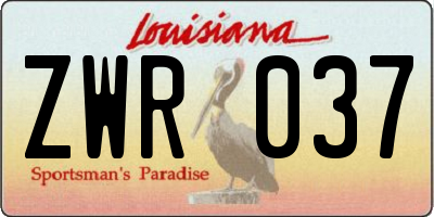 LA license plate ZWR037