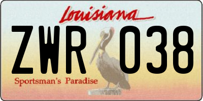 LA license plate ZWR038