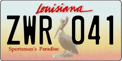 LA license plate ZWR041