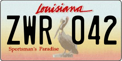 LA license plate ZWR042
