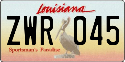 LA license plate ZWR045