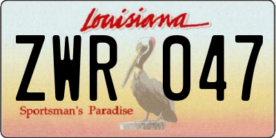 LA license plate ZWR047