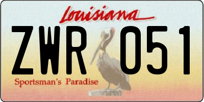 LA license plate ZWR051