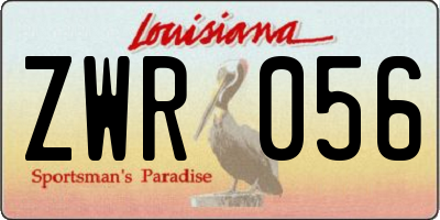 LA license plate ZWR056