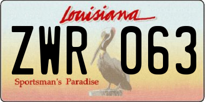 LA license plate ZWR063