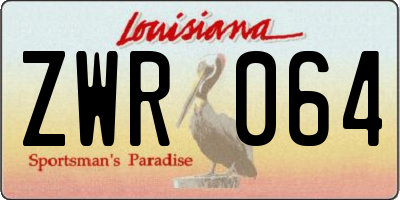 LA license plate ZWR064