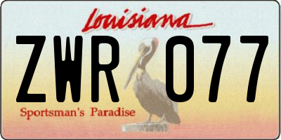 LA license plate ZWR077