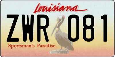 LA license plate ZWR081