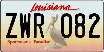 LA license plate ZWR082