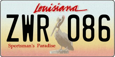 LA license plate ZWR086