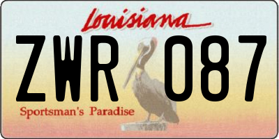 LA license plate ZWR087
