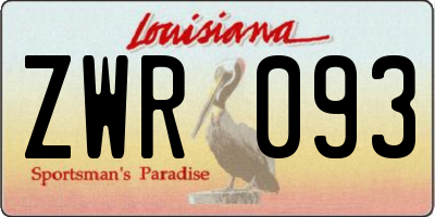 LA license plate ZWR093