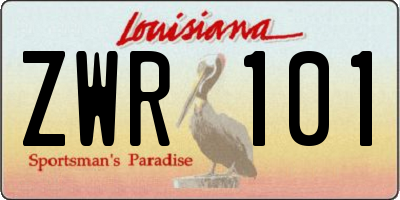 LA license plate ZWR101