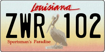 LA license plate ZWR102