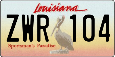 LA license plate ZWR104