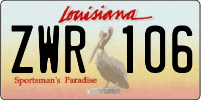 LA license plate ZWR106