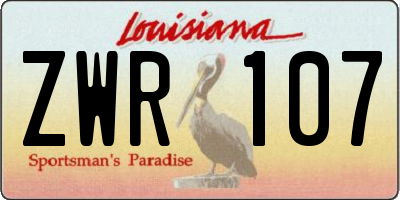 LA license plate ZWR107