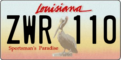 LA license plate ZWR110
