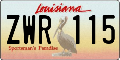 LA license plate ZWR115